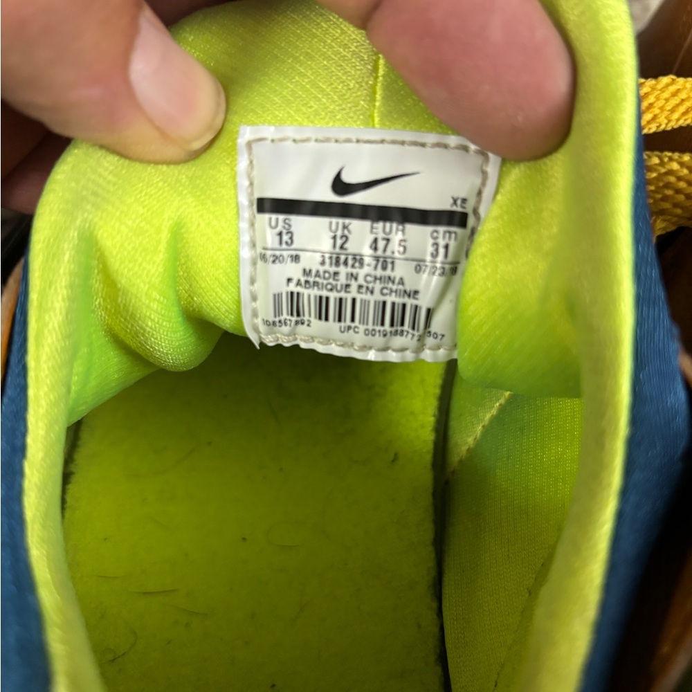 Nike Air Huarache Run Desert Ochre Blue Force Volt 318429 701 Men Size 13 - Picture 8 of 8